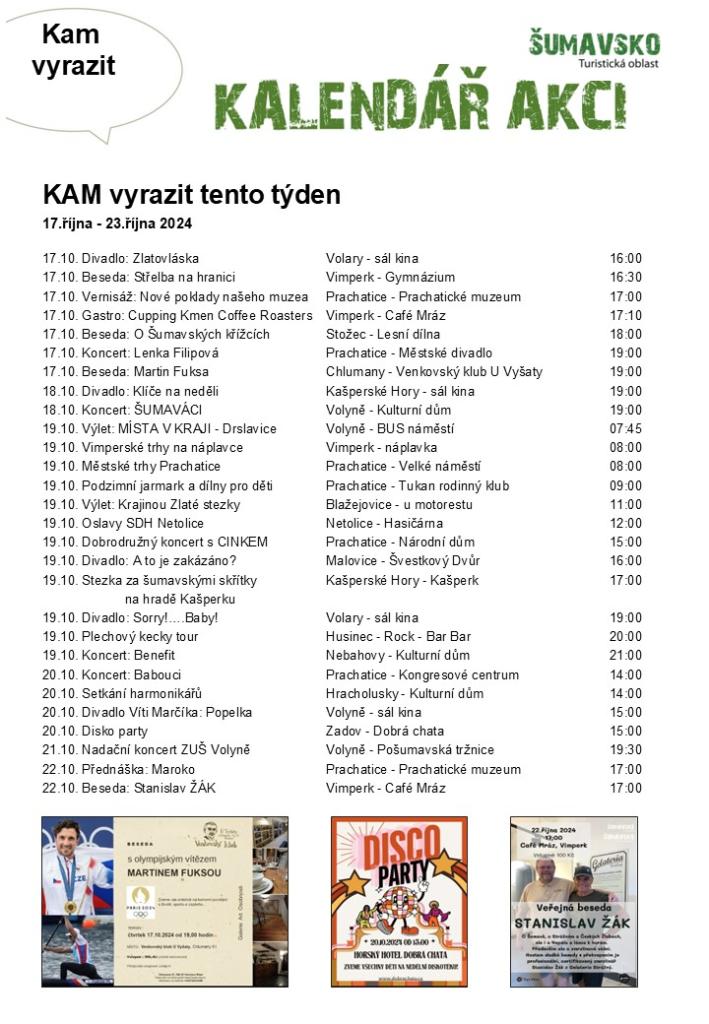 Kalendář akcí pro 42. týden 2024