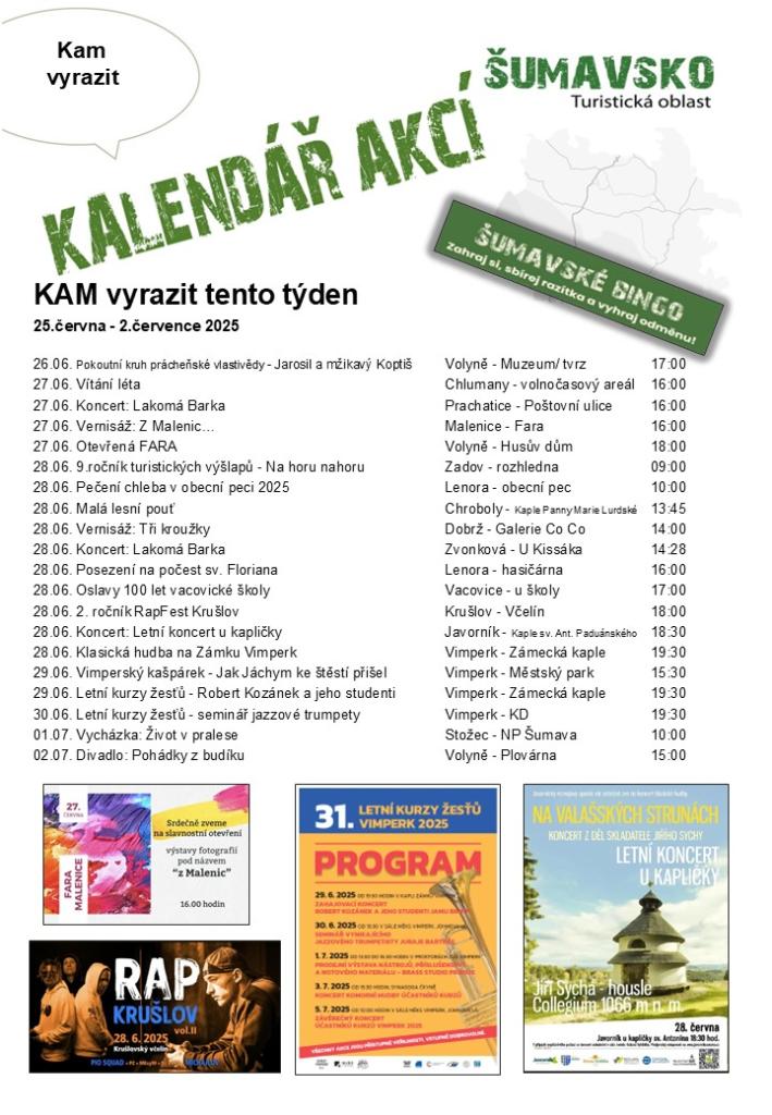 Kalendář akcí pro 26. týden 2025