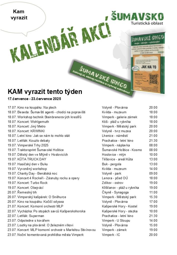 Kalendář akcí pro 29. týden 2025