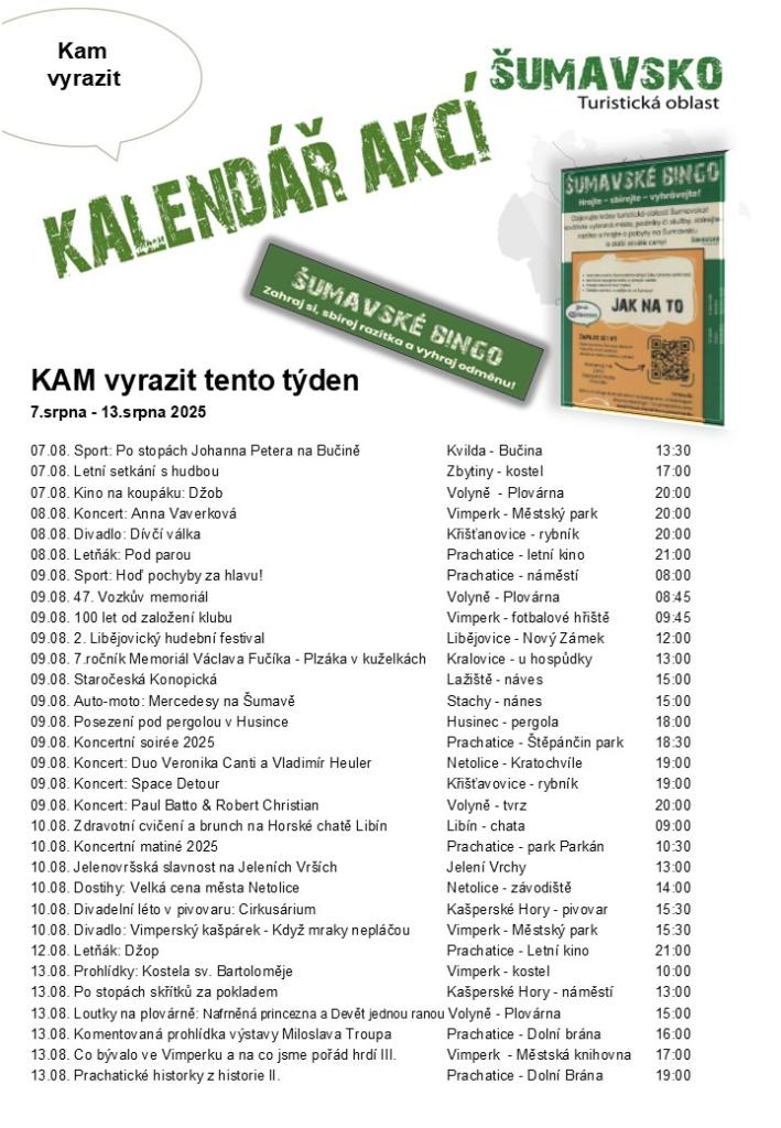 Kalendář akcí pro&nbsp;32. týden 2025