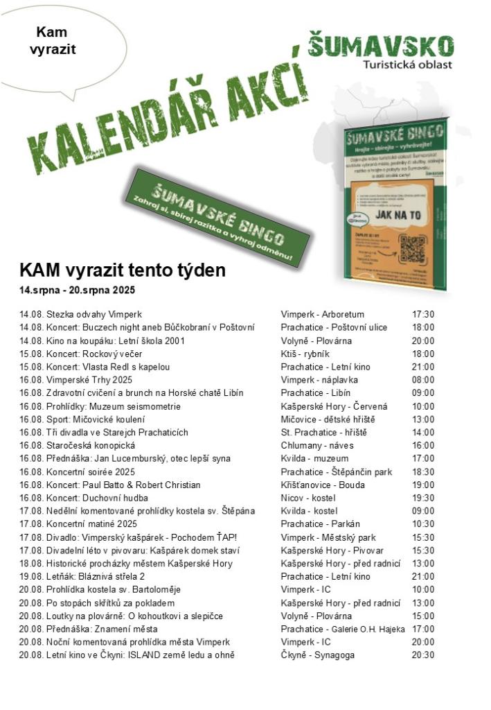 Kalendář akcí pro&nbsp;33. týden 2025