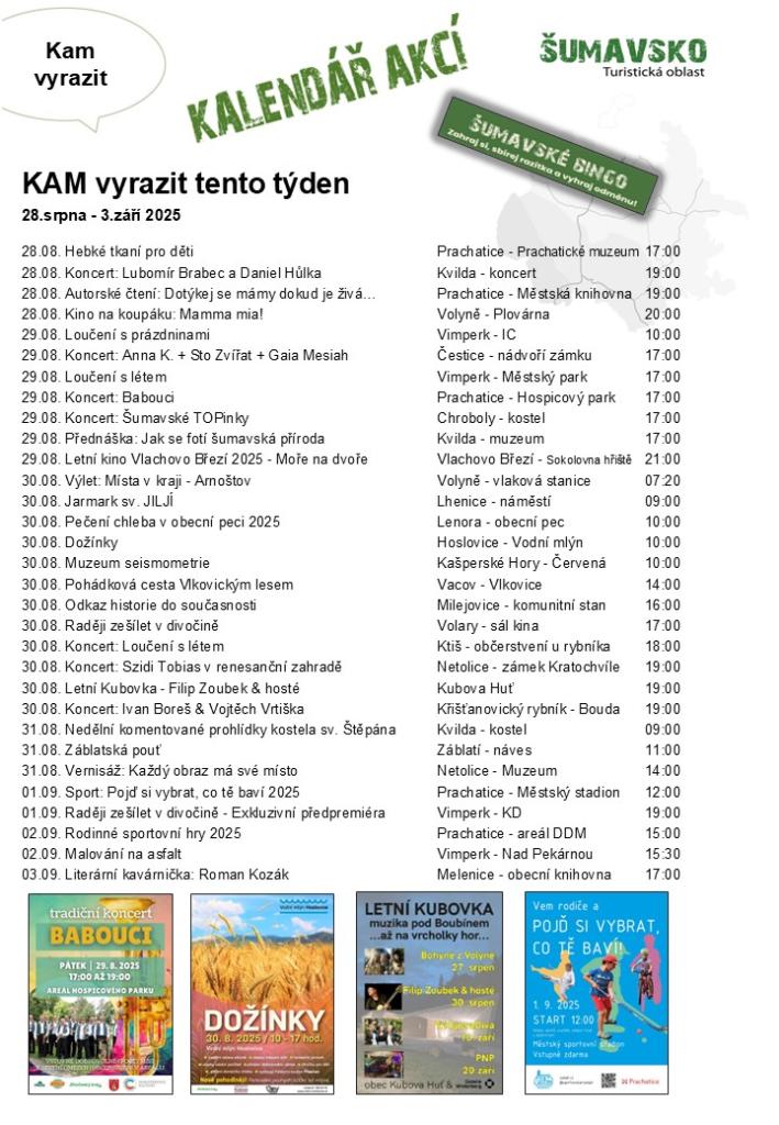 Kalendář akcí pro&nbsp;35. týden 2025