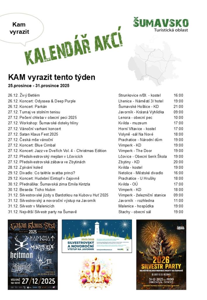 Kalendář akcí pro&nbsp;52 týden 2025