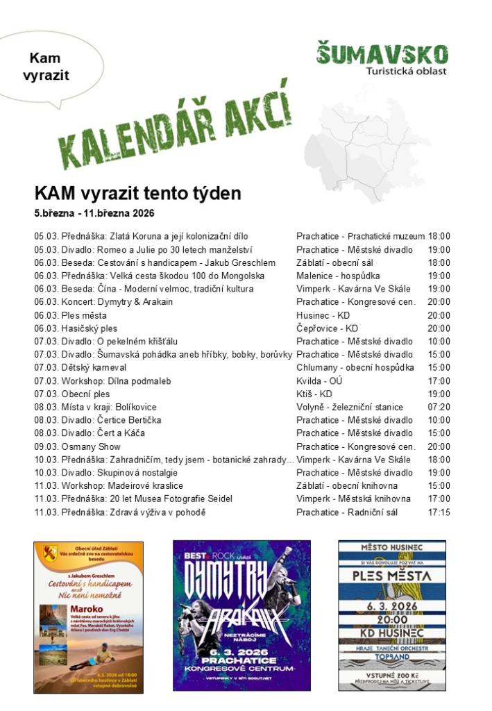 Kalendář akcí pro&nbsp;10. týden 2026