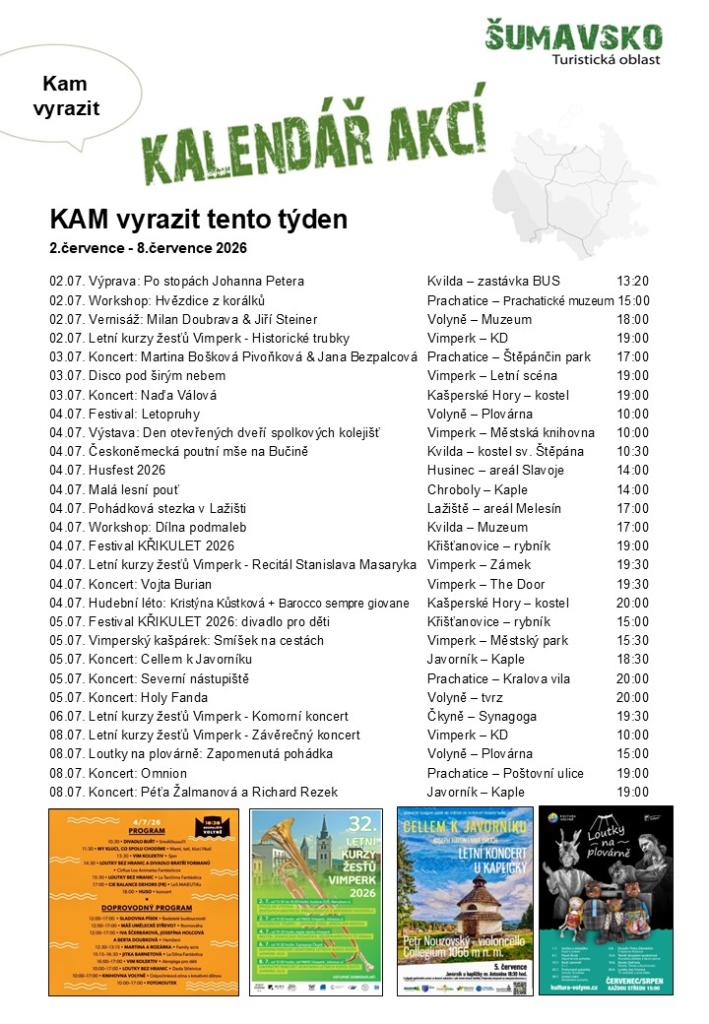 Kalendář akcí pro&nbsp;27. týden 2026