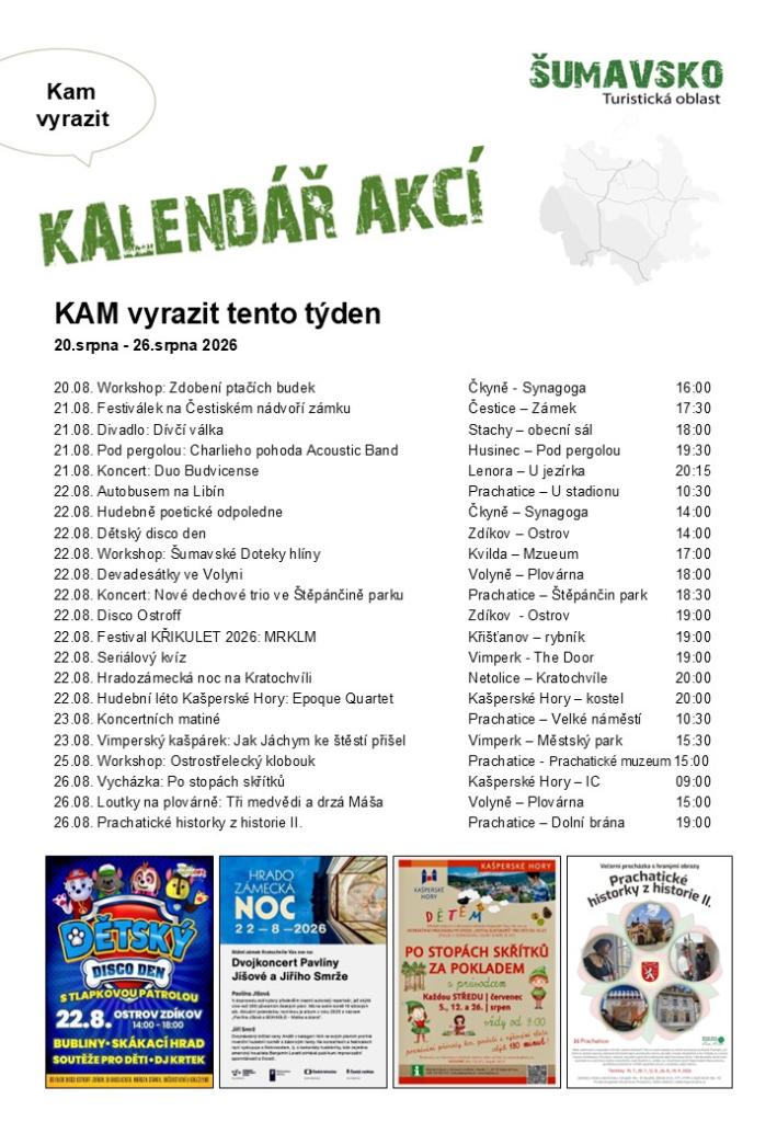 Kalendář akcí pro&nbsp;34. týden 2026