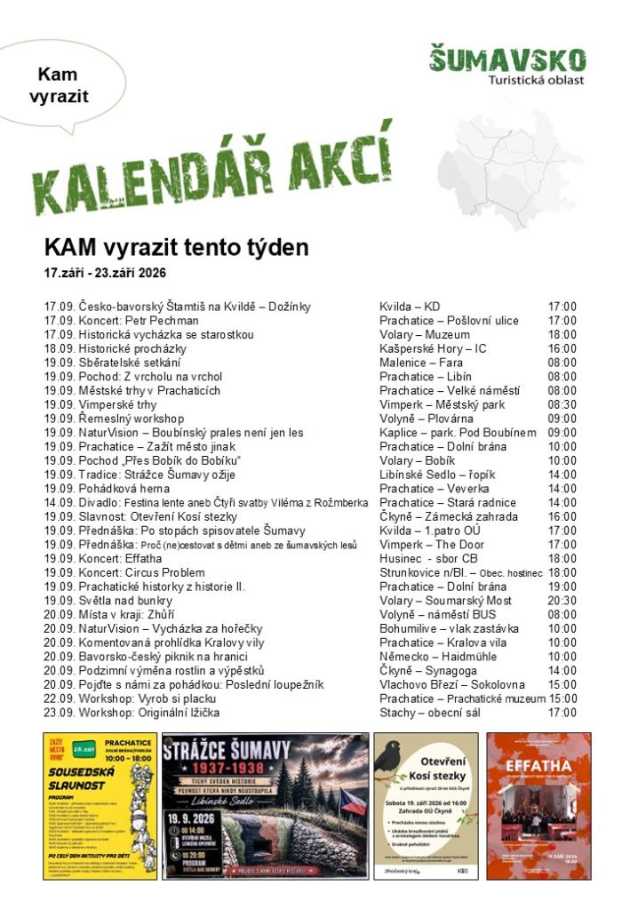Kalendář akcí pro&nbsp;38. týden 2026