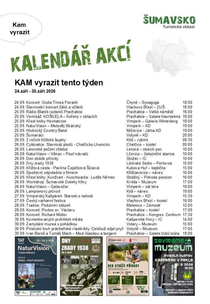 Kalendář akcí pro&nbsp;39. týden 2026